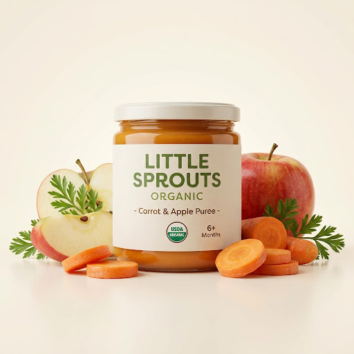Little Sprouts – Cà rốt & Táo nghiền hữu cơ